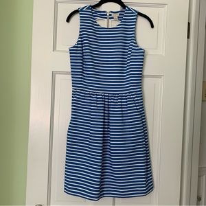J Crew Factory Blue and White Striped Sleeveless Sheath Cotton Dress